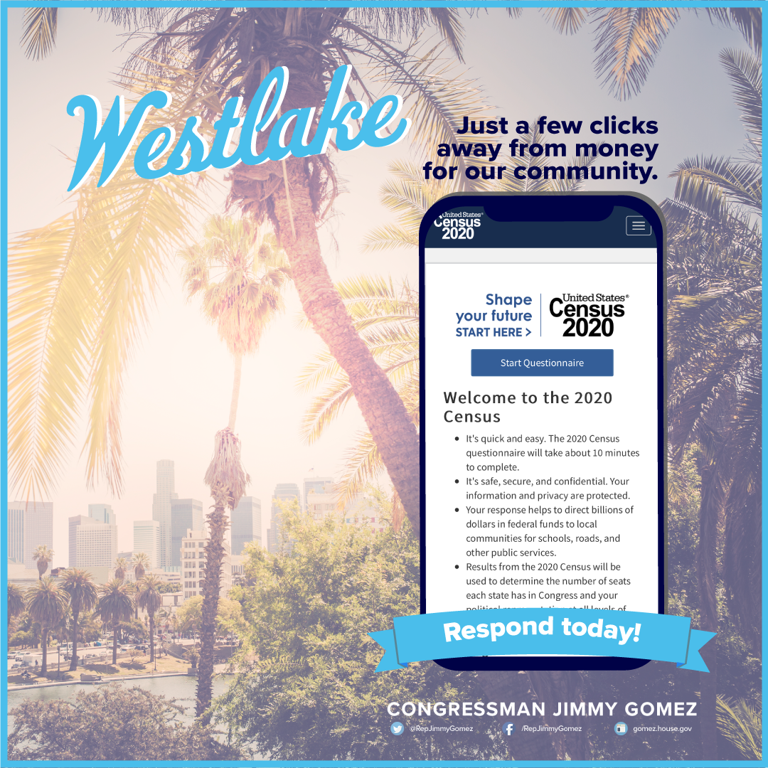 Westlake - Respond to the 2020 Census Today!